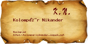 Kolompár Nikander névjegykártya